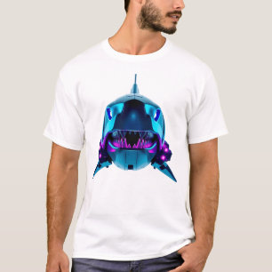 Camiseta Root Shark Face Neon Art