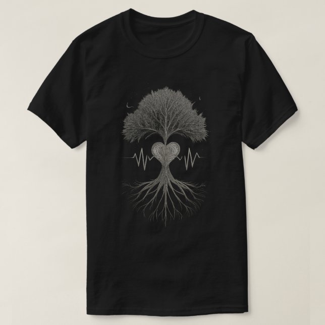 Camiseta Roots of Life: The Heartbeat of Nature (Frente do Design)