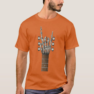 Camiseta Roque na Mão de Esqueleto Guitarra Rock Roll Homen