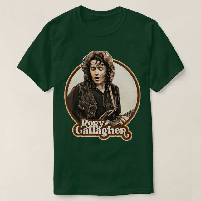 Camiseta Rory Gallagher 70s Tonalidade Retrospectiva Sépia (Frente do Design)