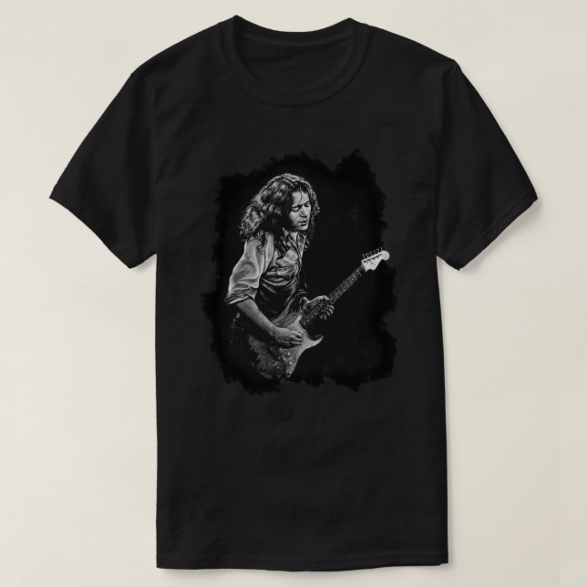Camiseta Rory Gallagher desenhando T-Shirt Clássico (Frente do Design)