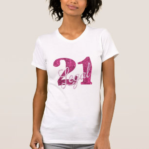 Camiseta Rosa 21 e Legal   aniversário de 21 anos moderno