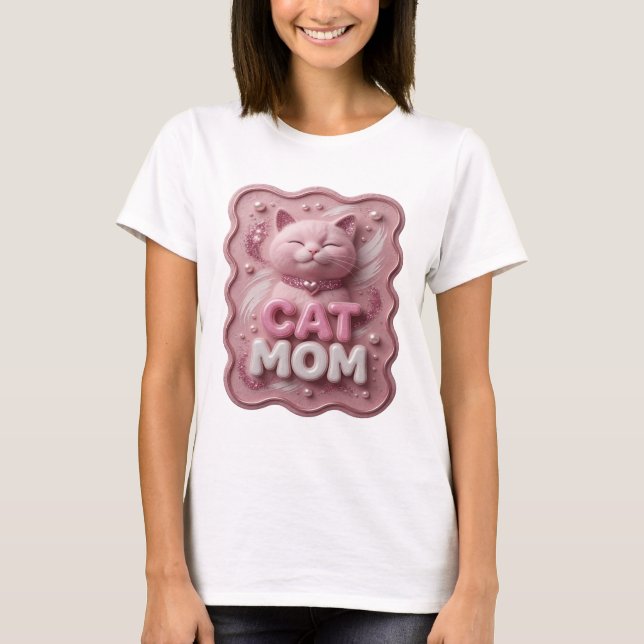 Camiseta Rosa Atraente CAT MOM (Frente)