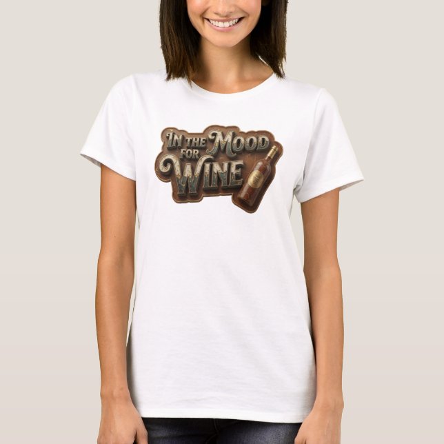 Camiseta Rosa Atraente EU ESTOU COM VONTADE DE VIN (Frente)