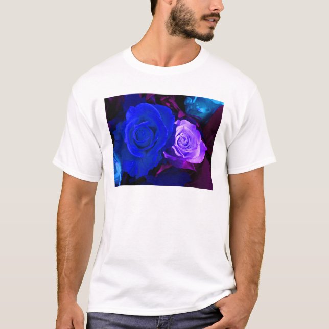 Camiseta Rosa azul do roxo (Frente)