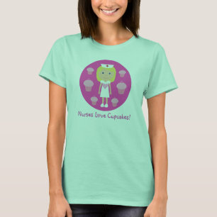 Camiseta Rosa bonito dos cupcakes do amor das enfermeiras