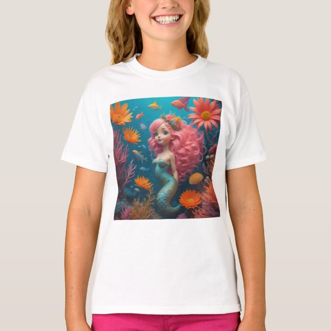 Camiseta rosa-branca-sereia (Frente)