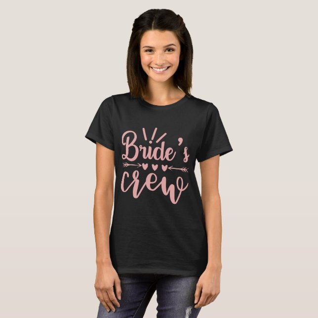 Camiseta Rosa Caligrafia para Equipe da Noiva (Frente Completa)
