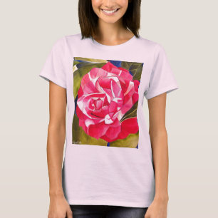 Camiseta Rosa Camellia aquarela pintura de flores
