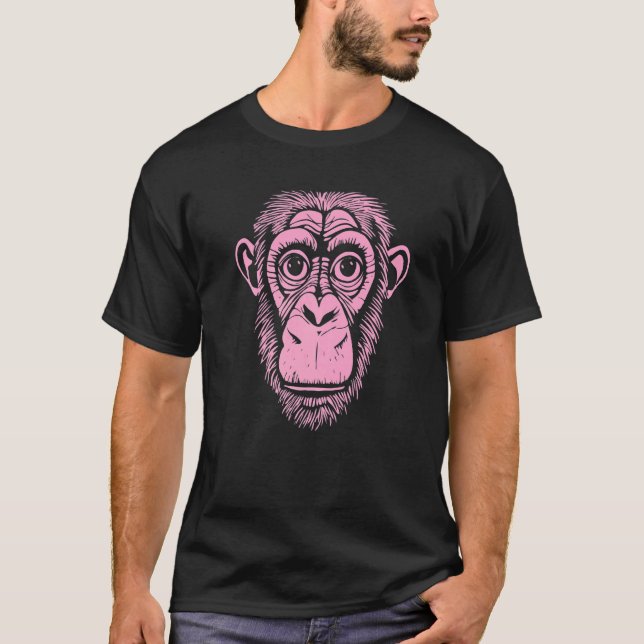 Camiseta Rosa claro Chimpanzé Ape Não Macaco Chimp (Frente)