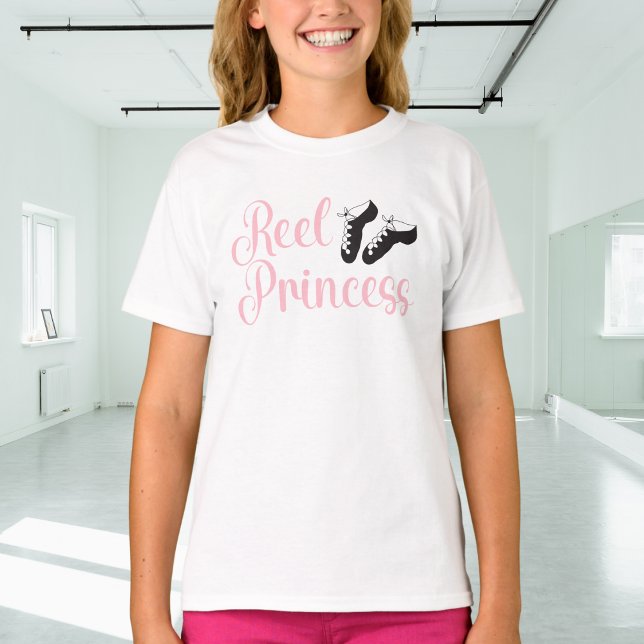 Camiseta Rosa claro de dança irlandesa reel Princesa Calçad (Criador carregado)