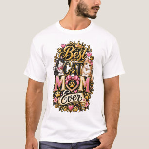 Camiseta Rosa Claro Melhor Mãe de Gato de Todos os