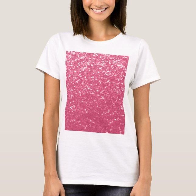 Camiseta Rosa claro rosa falso brilho glitter (Frente)