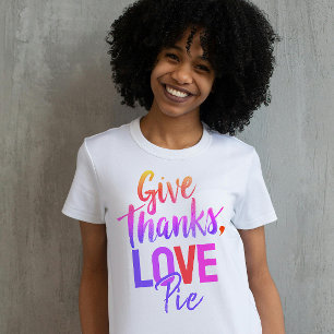 Camiseta Rosa Colorida Dá Aos Obrigados Um Script De Pizza