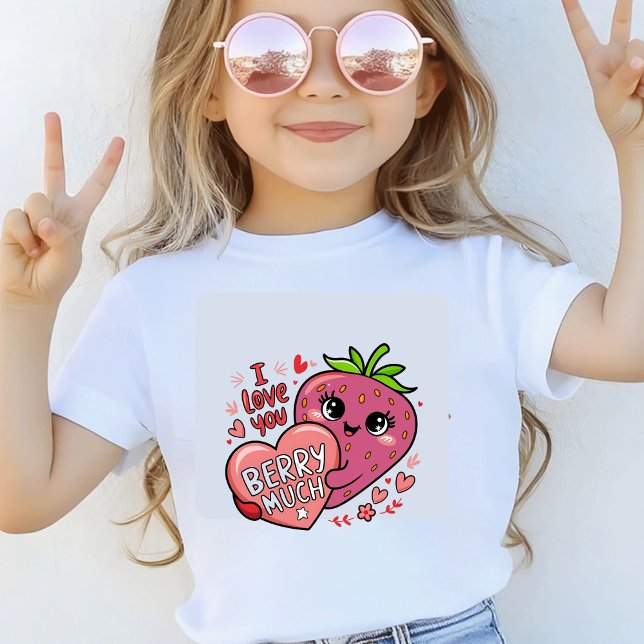 Camiseta Rosa com Estampa Kawaii de Morango Fofo (Criador carregado)