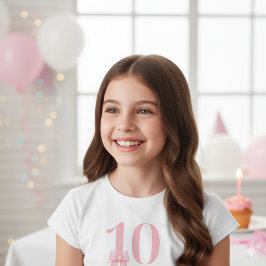 Camiseta Rosa com Laço para Menina de 10 Anos