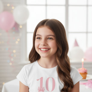 Camiseta Rosa com Laço para Menina de 10 Anos