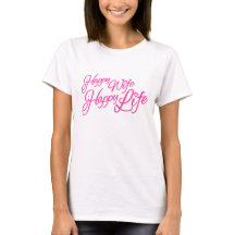 Camiseta rosa com slogan gráfico Feliz Esposa Feli