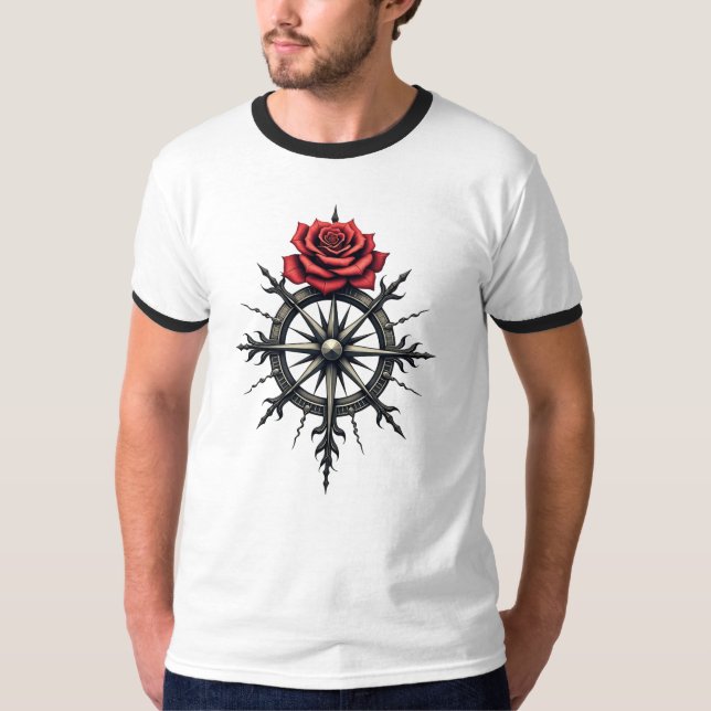 Camiseta Rosa Compass de Mística - Símbolo de Estilo de Tat (Frente)