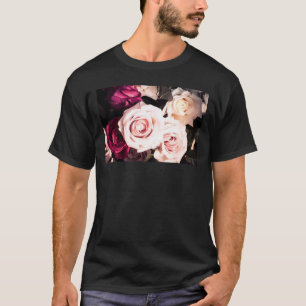 Camiseta Rosa Cor-de-Rosa Pastel Floral Fotografia Masculi