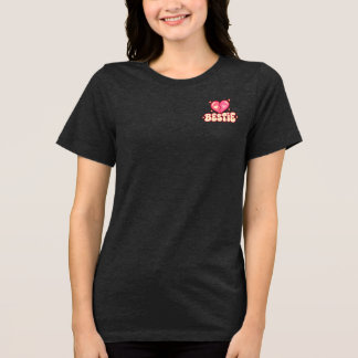 Camiseta Rosa Coração Bestie | Presente Fofo para