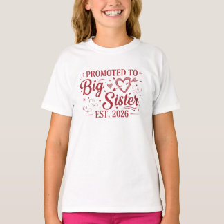 Camiseta Rosa Coração Promovida a Irmã Mais Velha