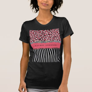 Camiseta Rosa Corado Menina Brilho Estampa de Leopardo Alto