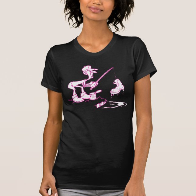 Camiseta Rosa da bota da pesca (Frente)