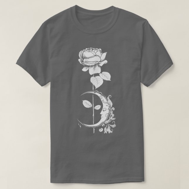 Camiseta Rosa da Lua - Bruxa Gótica Occult Pagan T (Frente do Design)