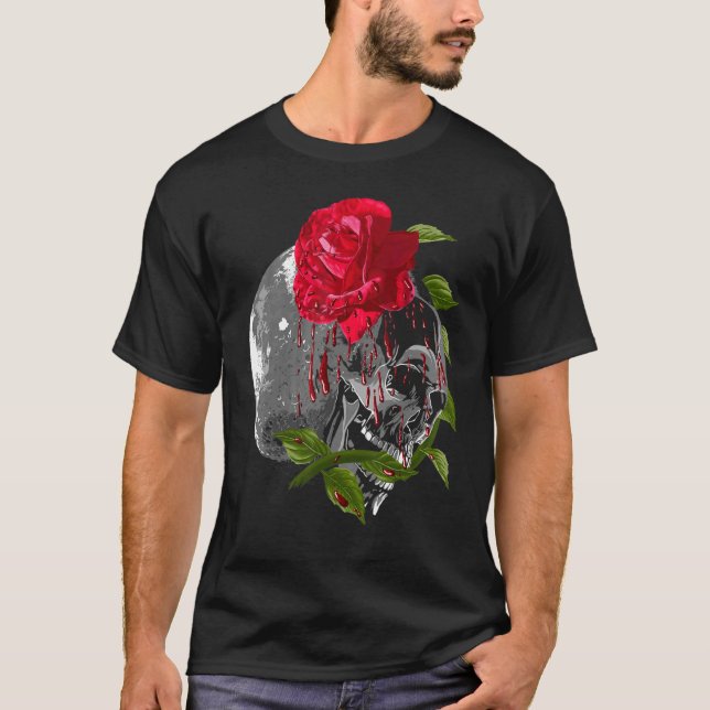 Camiseta Rosa da Lua Ilustração Gótica Óptica Emo Death Met (Frente)