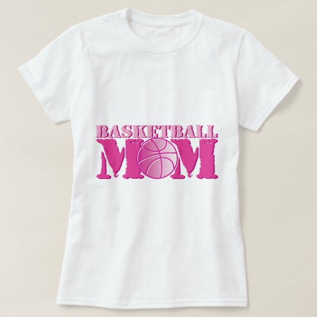 Camiseta Rosa da mamã do basquetebol (Frente do Design)