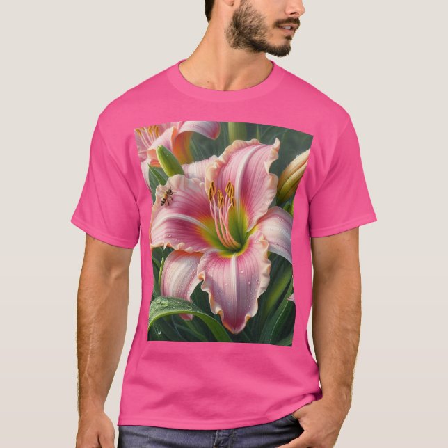 Camiseta Rosa Daylily Floral (Frente)