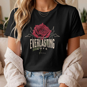 Camiseta Rosa de Amor Eterno Floral Romântico Vintage