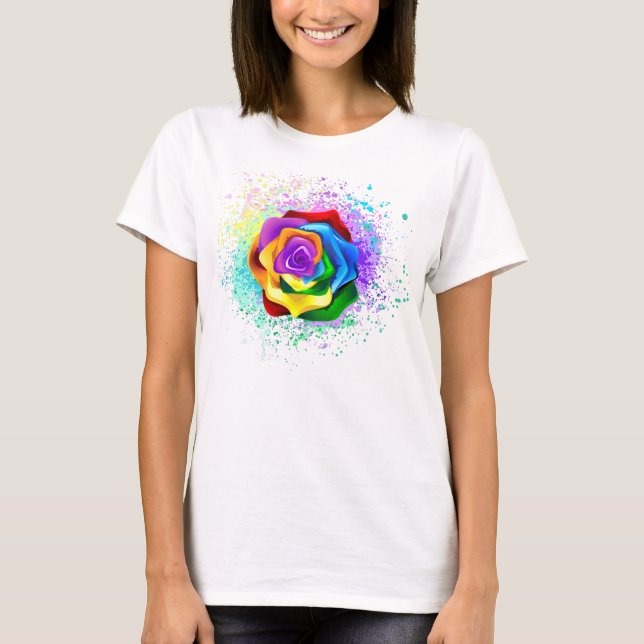 Camiseta Rosa de arco-íris colorido (Frente)