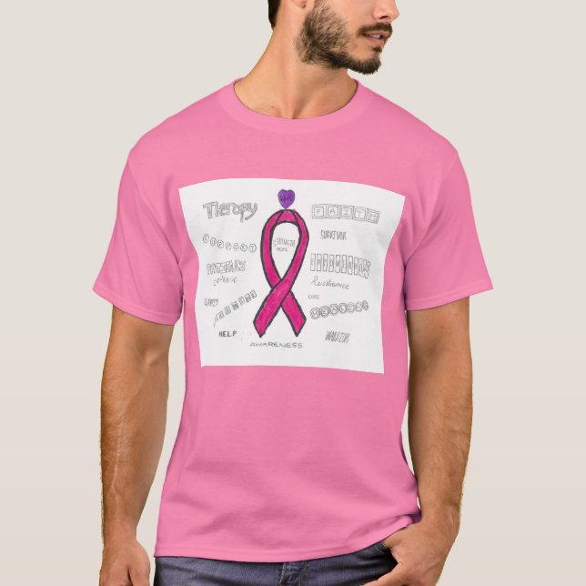 Camiseta Rosa de Consciência do Cancer da Mama (Frente)