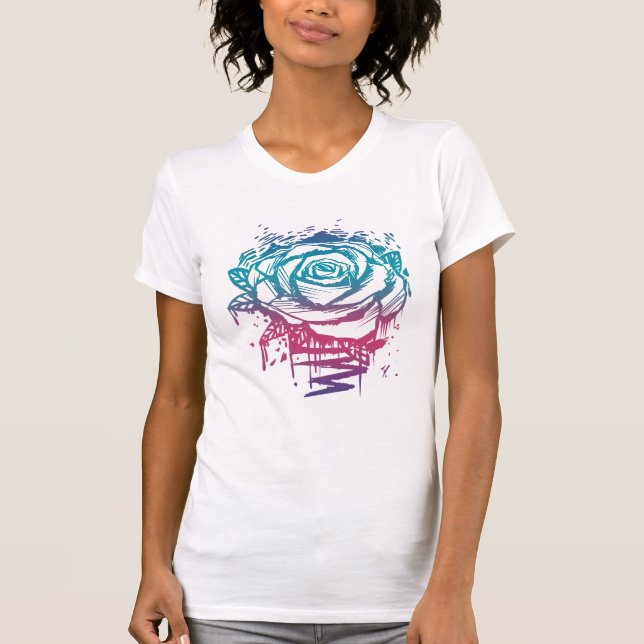 Camiseta Rosa de cor doce (Frente)