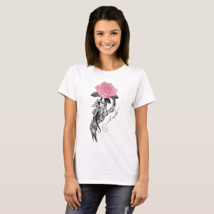 Camiseta Rosa de esqueleto do Dentro morto