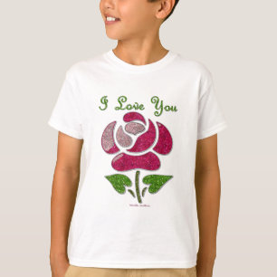 Camiseta Rosa De Estêncil Rosa Eu Te Amo