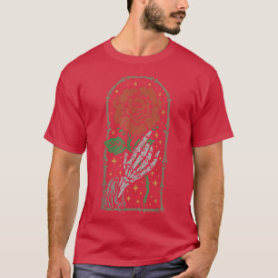 Camiseta Rosa de Estética Mão Branca De Esqueleto Segurando