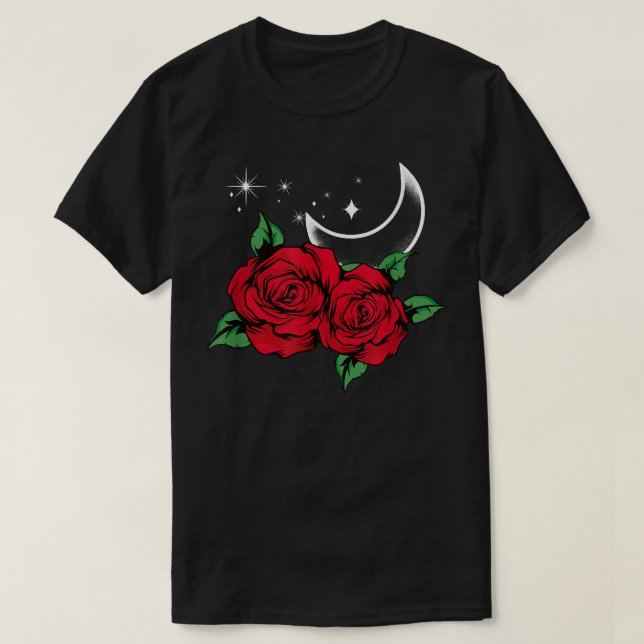 Camiseta Rosa de Flores Botânicas do SkyGardener da Noite d (Frente do Design)