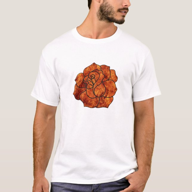 Camiseta Rosa de Fogo Laranja T-Shirt (Frente)
