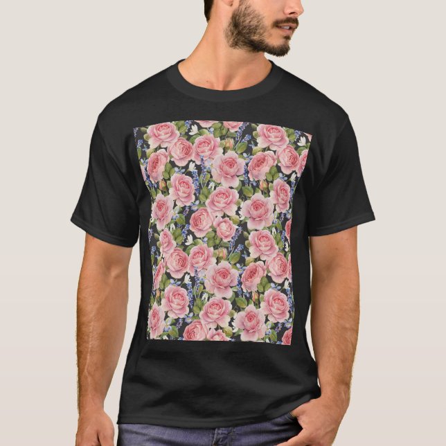 Camiseta Rosa de Inglês Rosa: Dark Watercolor (Frente)
