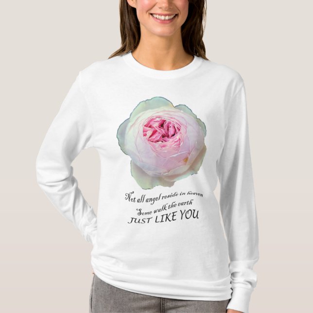Camiseta Rosa de jardinagem de anjo Rosa do Jardim Inglês (Frente)