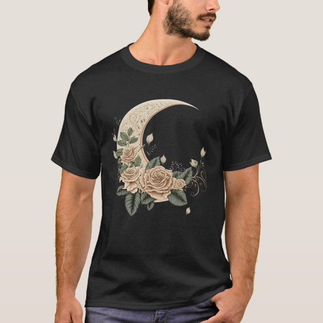Camiseta Rosa de Lua Flor Botânico Floral Gardener Aestheti (Frente)