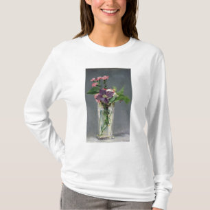 Camiseta Rosa de Manet   e Clematis em um vaso de cristal,