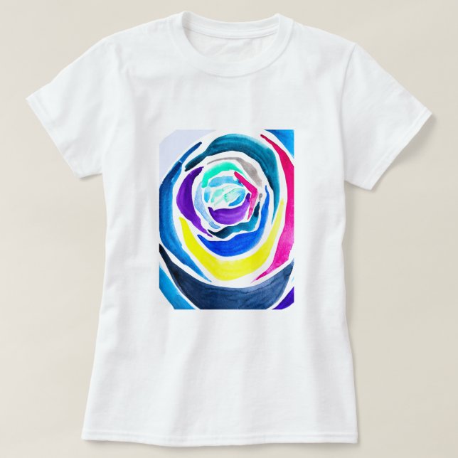 Camiseta Rosa de pop azul (Frente do Design)