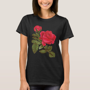 Camiseta Rosa de Rosa vermelha de Flores de Aquarela