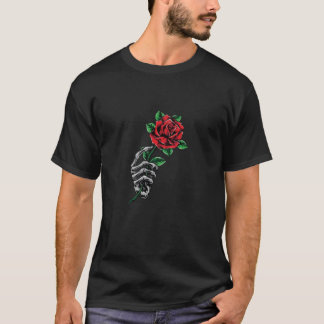 Camiseta Rosa de Segura da Mão do Esqueleto