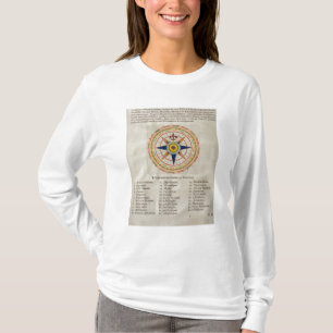 Camiseta Rosa de vento com os 32 ventos do mundo