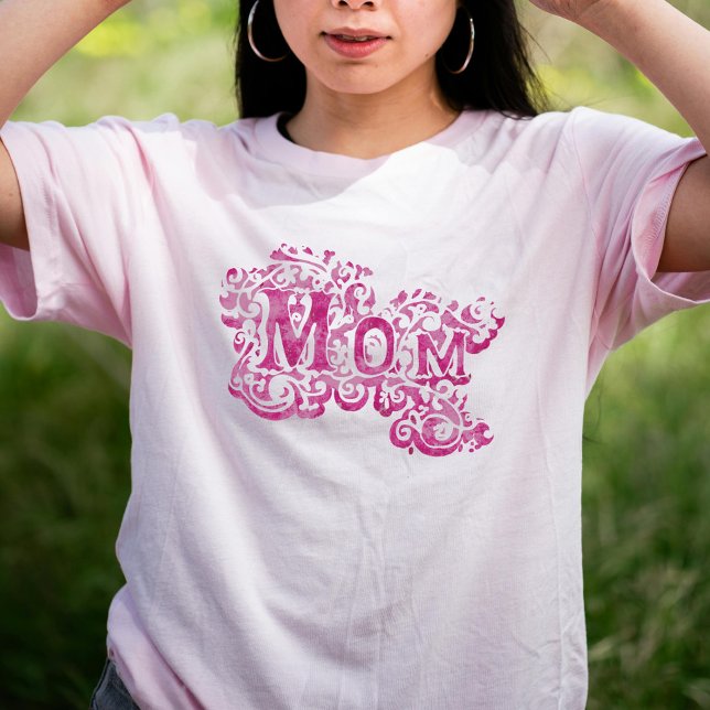 Camiseta rosa decorativa "Mãe" (Criador carregado)